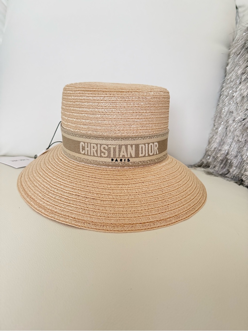 Dior Beige Straw Large Brim Sun Hat